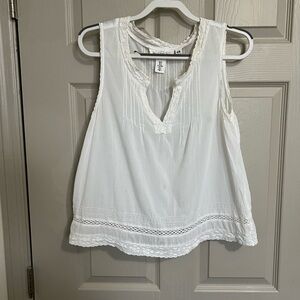 H&M+ Sleeveless White Cotton Lace Top L